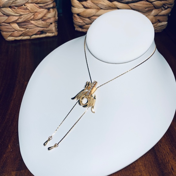 #1 Mom!  Sliding Lariat Brushed Gold and Crystal Pendant Necklace.  32” chain. - Picture 3 of 13
